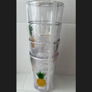 TOMMY BAHAMA Pineapple Drinking Acrylic Glasses 18.5 Oz Tumblers BPA Free Set 4